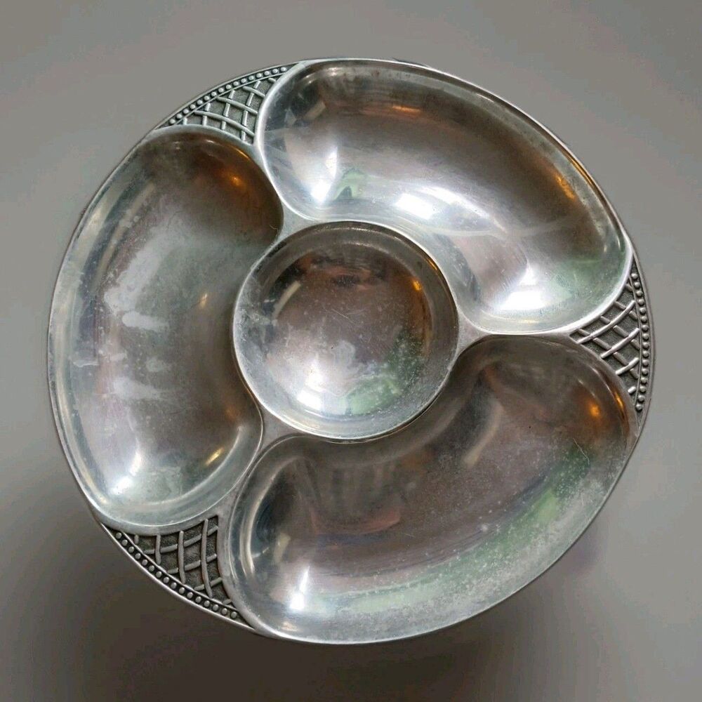 WILTON RWP PEARL WEAVE 13.5" Chip And Dip Serving Platter Armetale Pewter